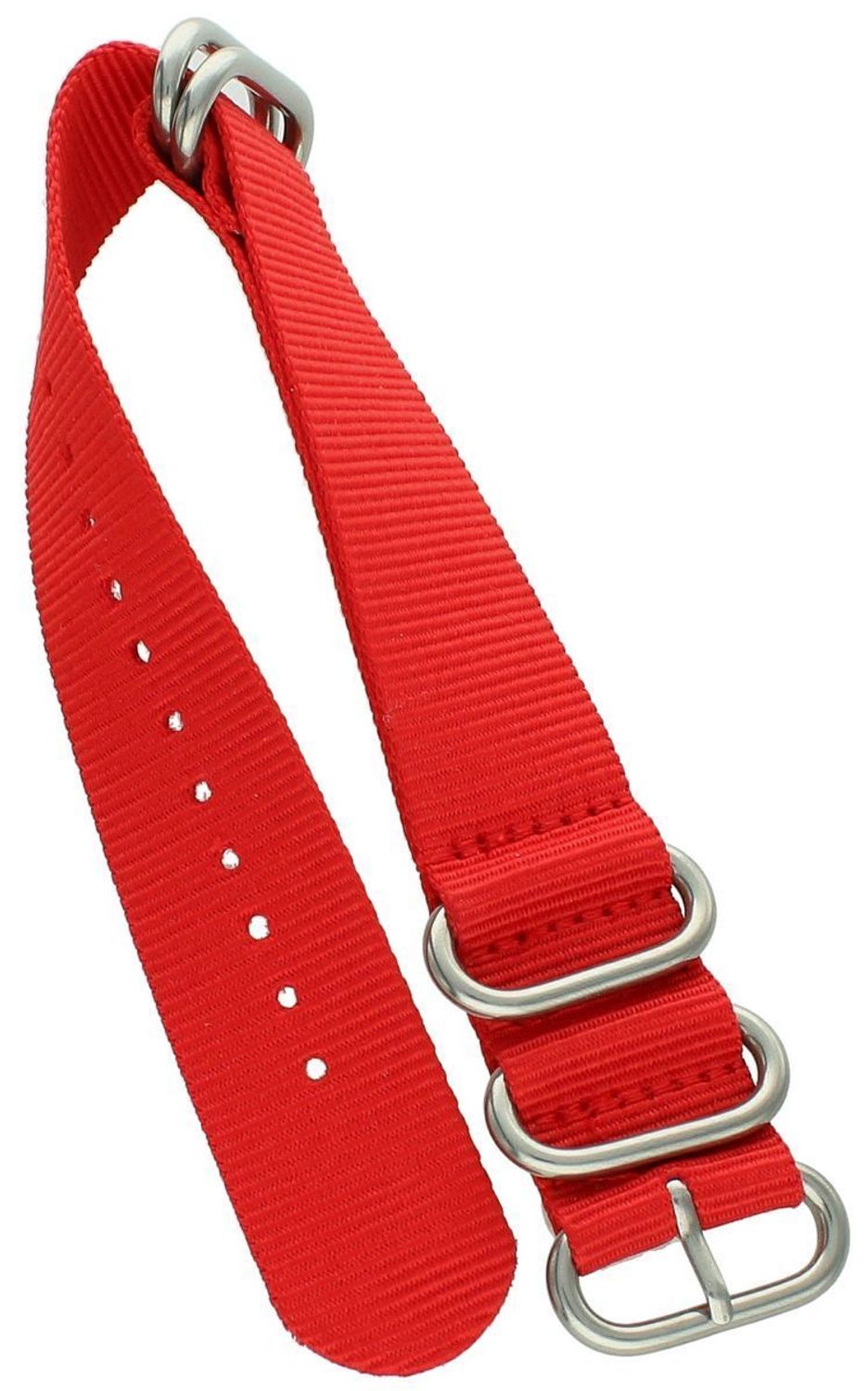 Stylowy pasek do zegarka NATO 038 w czerwonym kolorze. Parciany materiał, długość 26 cm, szerokość 22 mm. Idealny do codziennych i sportowych stylizacji.1.jpg